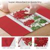 Red Flower Diatomite Bath Mat for Bathroom, Super Absorbent Floor Mat Washable Quick Drying Diatomaceous Mat for Bathroom Shower Sink Floor Runner Rugs 16x24 Spring Floral Summer Botanical Res Striped view 3
