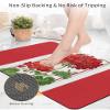 Red Flower Diatomite Bath Mat for Bathroom, Super Absorbent Floor Mat Washable Quick Drying Diatomaceous Mat for Bathroom Shower Sink Floor Runner Rugs 16x24 Spring Floral Summer Botanical Res Striped view 4
