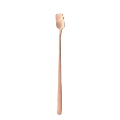 China Soup Spoons Coffee Spoon 304 Stainless Steel Long Handle Stirring Spoon Spoon Seasoning Creative Ice Spoon Dessert Honey Spoon Versatile spoon (Color : Rose gold, Size : 1 PC)