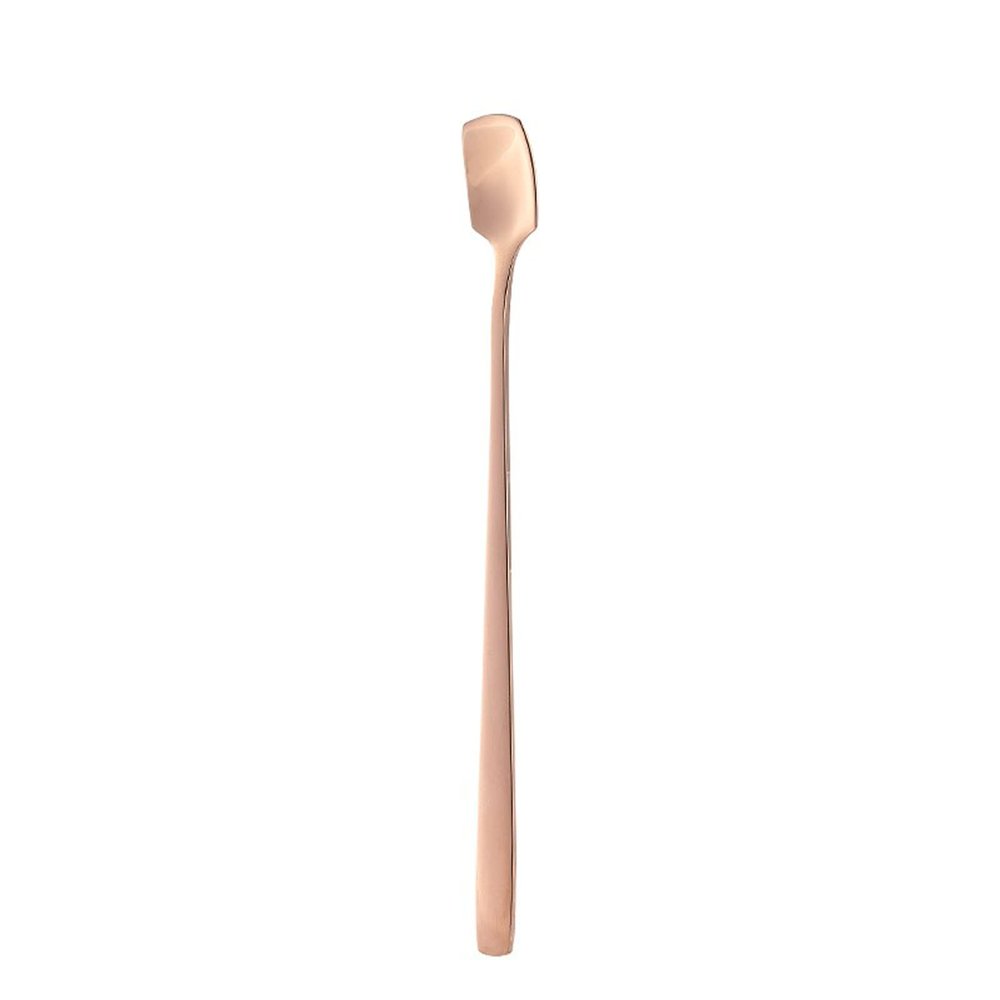 China Soup Spoons Coffee Spoon 304 Stainless Steel Long Handle Stirring Spoon Spoon Seasoning Creative Ice Spoon Dessert Honey Spoon Versatile spoon (Color : Rose gold, Size : 1 PC)