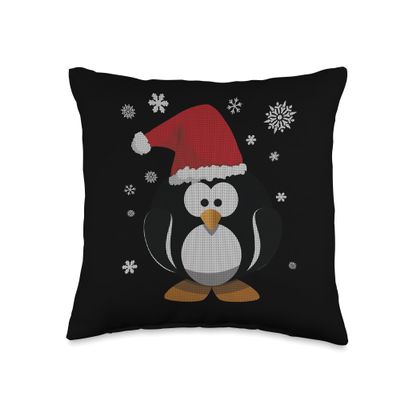 Christmas Presents Holiday Xmas Tree WorthyFashion Cute Christmas Snowy Penguin Xmas Throw Pillow, 16x16, Multicolor