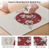 Cherry Blossoms Diatomite Bath Mat for Bathroom, Super Absorbent Floor Mat Washable Quick Drying Diatomaceous Mat for Bathroom Shower Sink Floor Runner Rugs 20x32 Farmhouse Spring Floral Red Sun view 3