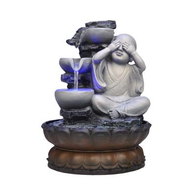 Tabletop Fountain Buddha Fountain Tabletop Water Fountain - Resin Buddha Statue Flowing Water Fountain Tabletop Ornament - for Home Office Decor Desktop Fountains (Color : B)