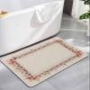 Spring Floral Diatomite Bath Mat for Bathroom, Super Absorbent Floor Mat Washable Quick Drying Diatomaceous Mat for Bathroom Shower Sink Runner Rugs 20x32 Summer Pink Flower Botanical Rustic Burlap view 1