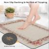Spring Floral Diatomite Bath Mat for Bathroom, Super Absorbent Floor Mat Washable Quick Drying Diatomaceous Mat for Bathroom Shower Sink Runner Rugs 20x32 Summer Pink Flower Botanical Rustic Burlap view 4