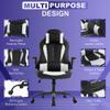 24/7 Shop at Home Nook PC Gaming Chair, Ergonomic Office Chair, Desk Chair with Lumbar Support Flip Up Arms Headrest PU Leather Executive High Back Computer Chair for Recreation Room, White view 4