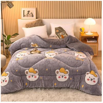 ZTGL Autumn and Winter Double Sided Velvet Duvet, Soft Warm Comforter Core, Thick and Warm Luxury Flannel Blanket, Fluffy Lamb Fleece Quilt,Flower m,180x220cm(3.5kg)