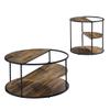 24/7 Shop at Home Burgetts Modern 3-Tier Multi-Storage Metal 2-Piece Coffee Table Set with Shelves for Living Room, Bedroom, Home Office, Black view 1