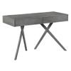 24/7 Shop at Home Idris Mid-Century Modern Wood 2 Drawers Writing Desk with USB Port, Power Outlet for Workstation, Home Office, Study Room, Gray view 1