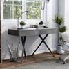 24/7 Shop at Home Idris Mid-Century Modern Wood 2 Drawers Writing Desk with USB Port, Power Outlet for Workstation, Home Office, Study Room, Gray view 2