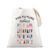 PLITI Feminist Gifts Girl Power Tote Bag Women Empowerment Gift The Future Is Female Canvas Shoulder Bag Feminism Gift (female future TG) view 1