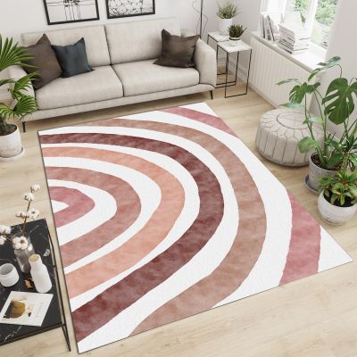 Warm Tones Boho RainbowArea Rugs, Abstract Watercolor Geometric Soft Washable Carpet, Upholstery Rug with Non-Slip Backing for Kids Boys Girls Bedroom Living Room Dining Room Study 6ftx9ft