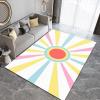 Boho Rainbow Sun Area Rugs, Mid Century Retro Geometry Rays Indoor Carpet, Decorative Carpet Non-Slip Large Area Easy to Clean, Suitable for Kids Boys Girls Living Room Bedroom Game Room 5ftx7ft view 3