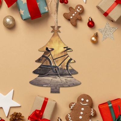 1 Wooden Christmas Ornaments Old Bicycle Christmas Tree Ornament Xmas Wooden Ornaments for Holiday Christmas Hanging Decorations for Party