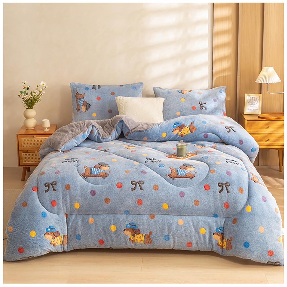 ZTGL Thickened Super Soft Luxury Flannel Blanket, Autumn and Winter Warm Comforter Core, Plush Fluffy Duvet, Double Sided Velvet Lamb Fleece Quilt, Queen Duvet,Flower f,150x200cm(3.5kg)