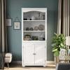 24/7 Shop at Home Xanthe Transitional Wood 5 Shelves Bookcase with 2 Cabinet Doors for Living Room, Home Office, Bedroom, Luminous White view 4