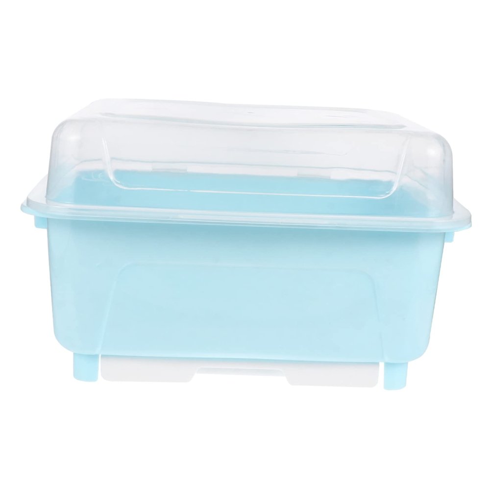BESTonZON Chopstick and Cutlery Draining Box Transparent Lid Versatile Kitchen Storage Organizer for Spoons Forks and Bowls Compact Design for Spaces