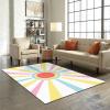 Boho Rainbow Sun Area Rugs, Mid Century Retro Geometry Rays Indoor Carpet, Decorative Carpet Non-Slip Large Area Easy to Clean, Suitable for Kids Boys Girls Living Room Bedroom Game Room 5ftx8ft view 4