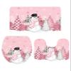 Wotrend Christmas 3 Piece Bath Rugs Set Pink Snowman Xmas Tree Snowflake Winter Non-Slip Bathroom Mats Absorbent Contour Soft Mat Toilet Lid Cover Bathroom Decor Set- 20"x32"+16"x18"+16"x20" view 3