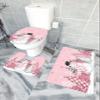 Wotrend Christmas 3 Piece Bath Rugs Set Pink Snowman Xmas Tree Snowflake Winter Non-Slip Bathroom Mats Absorbent Contour Soft Mat Toilet Lid Cover Bathroom Decor Set- 20"x32"+16"x18"+16"x20" view 4