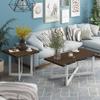 24/7 Shop at Home Kennywood Modern Wood 2-Piece Coffee Table Set with Criss-Cross Iron Base for Living Room, Bedroom, Home Office, Oak Brown and White view 2