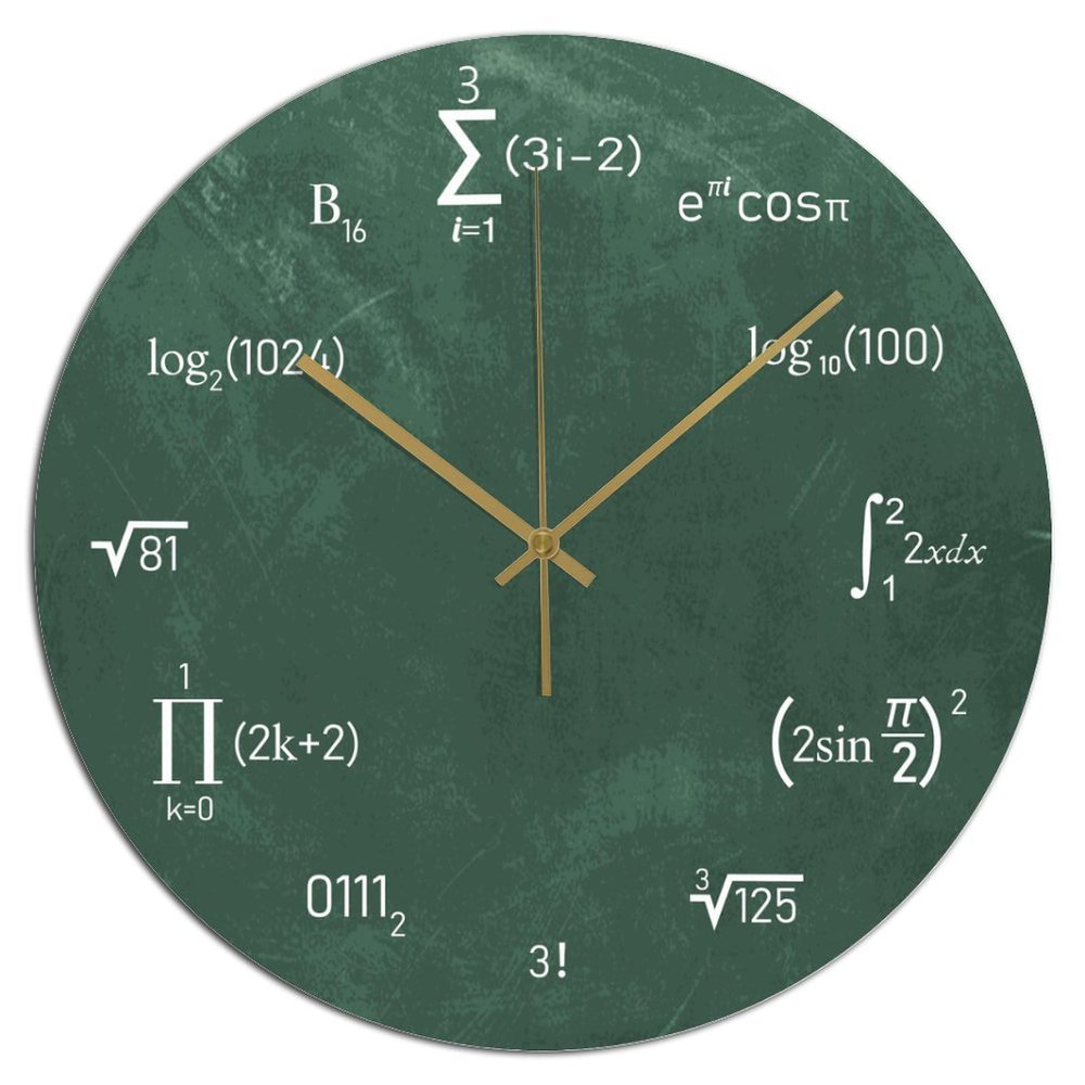 Math Equations and Notations Wall Clock Modern Math Round PVC Clock 10x10 Inch Bedroom Battery Operated Quartz Quiet Clock for Bathroom Housewarming Christmas Birthday Gift Outdoor