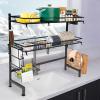 Over The Sink Dish Drying Rack, 2-Tier Multifunctional Over The Sink Dish Rack, Large Storage Space Kitchen Dish Drying Rack for Storing Seasonings, Dishes, Chopsticks, Cutting Boards (32.3in) view 3