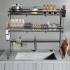 Over The Sink Dish Drying Rack, 2-Tier Multifunctional Over The Sink Dish Rack, Large Storage Space Kitchen Dish Drying Rack for Storing Seasonings, Dishes, Chopsticks, Cutting Boards (32.3in) view 4