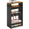 TEAMIX 4 Tier Slim Storage Cart with Handle, Slide Out Storage Rolling Utility Cart Mobile Shelving Unit Organizer Trolley for Small Spaces Kitchen Laundry Narrow Places (Black+Brown, 7-7/8'' W) view 1