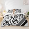 Leopard Print Kids Duvet Cover Set Twin Size,Abstract Cheetah Skin Fashion Bedding Set,Girls Boys Women Room Decor,Geometric Stripes Patchwork Comforter Cover,Black Gray Quilt Cover,1 Pillowcase view 1