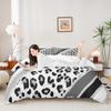 Leopard Print Kids Duvet Cover Set Twin Size,Abstract Cheetah Skin Fashion Bedding Set,Girls Boys Women Room Decor,Geometric Stripes Patchwork Comforter Cover,Black Gray Quilt Cover,1 Pillowcase view 2