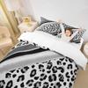 Leopard Print Kids Duvet Cover Set Twin Size,Abstract Cheetah Skin Fashion Bedding Set,Girls Boys Women Room Decor,Geometric Stripes Patchwork Comforter Cover,Black Gray Quilt Cover,1 Pillowcase view 3