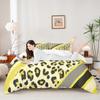 Leopard Print Kids Duvet Cover Set Twin Size,Abstract Cheetah Skin Fashion Bedding Set,Girls Boys Women Room Decor,Geometric Stripes Patchwork Comforter Cover,Yellow Bright Quilt Cover,1 Pillowcase view 2