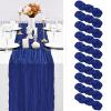 10 Pack Royal Blue Cheesecloth Table Runner Gauze Table Runner 10FT Long Semi-Sheer Table Runner Boho or Rustic Wedding Table Decor for Wedding Decor Arch Draping Bridal Shower Holiday Party view 1