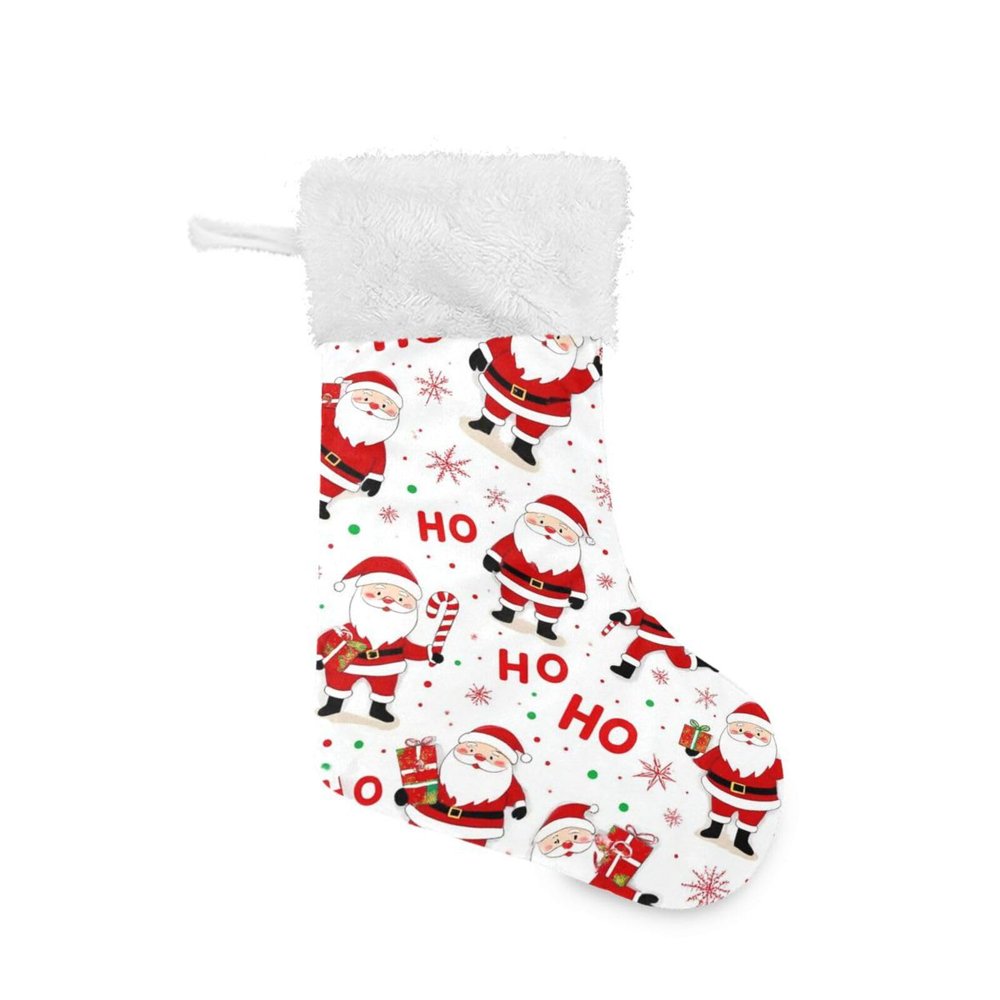 Caikeny Cute Santa Claus Christmas Stockings Snowflake Christmas Presonalized Large Stocking Sock Set of 1 Xmas Party Winter Decor Candy Bag Family Holiday Gift 18 in