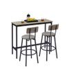 CEMKAR Bar Table and Chairs Set of 2, Small Bar Bistro Table and Upholstered Stool with Backrest 3 Pieces, Kitchen Dining Counter High Dining Table Set (Grey) view 1