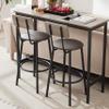 CEMKAR Bar Table and Chairs Set of 2, Small Bar Bistro Table and Upholstered Stool with Backrest 3 Pieces, Kitchen Dining Counter High Dining Table Set (Grey) view 3