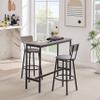 CEMKAR Bar Table and Chairs Set of 2, Small Bar Bistro Table and Upholstered Stool with Backrest 3 Pieces, Kitchen Dining Counter High Dining Table Set (Grey) view 4