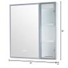 WELLFOR 30 X 28 Inch LED Lighted Bathroom Medicine Cabinet with Mirror, Bathroom Vanity Mirror Cabinet with Dimmable Lights and Defogger, 3 Solid Wood Shelves, Ample Storage Space, Quiet Closing Door view 2