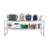 BANLICALI 2-Tier Overshelf, Stainless Steel Kitchen Island Organizer Rack, Floor Standing Storage Shelves Prep & Work Table for Kitchen Silver Each Tier Load 20kg/ 44.09lbs (12x59 Inch) view 1