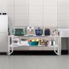 BANLICALI 2-Tier Overshelf, Stainless Steel Kitchen Island Organizer Rack, Floor Standing Storage Shelves Prep & Work Table for Kitchen Silver Each Tier Load 20kg/ 44.09lbs (12x59 Inch) view 2