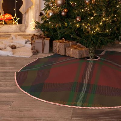 DKJlitter Christmas Tree Skirt, Boyd Clan Tartan Xmas Tree Skirts Mat Farmhouse Rustic Xmas Holiday Indoor Party Outdoor Decoration 30 inches