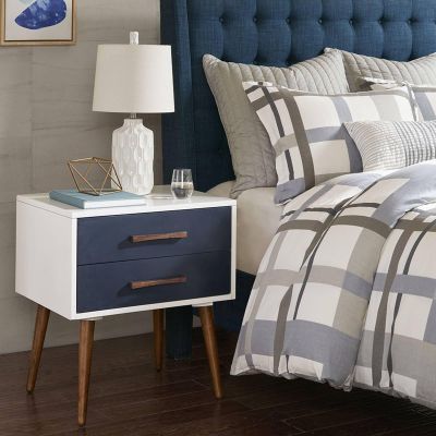 Gualiy Solid Wood Storage Nightstand with 2 Drawers, White Bedside Tables, Easy to Assembly