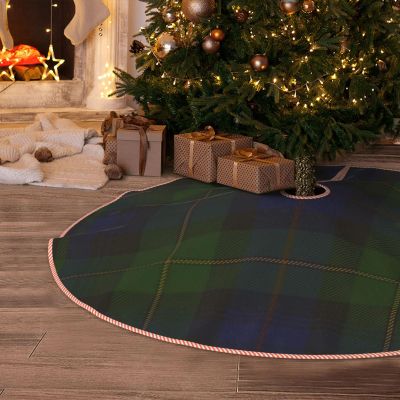DKJlitter Christmas Tree Skirt, Bonner Clan Tartan Xmas Tree Skirts Mat Farmhouse Rustic Xmas Holiday Indoor Party Outdoor Decoration 36 inches