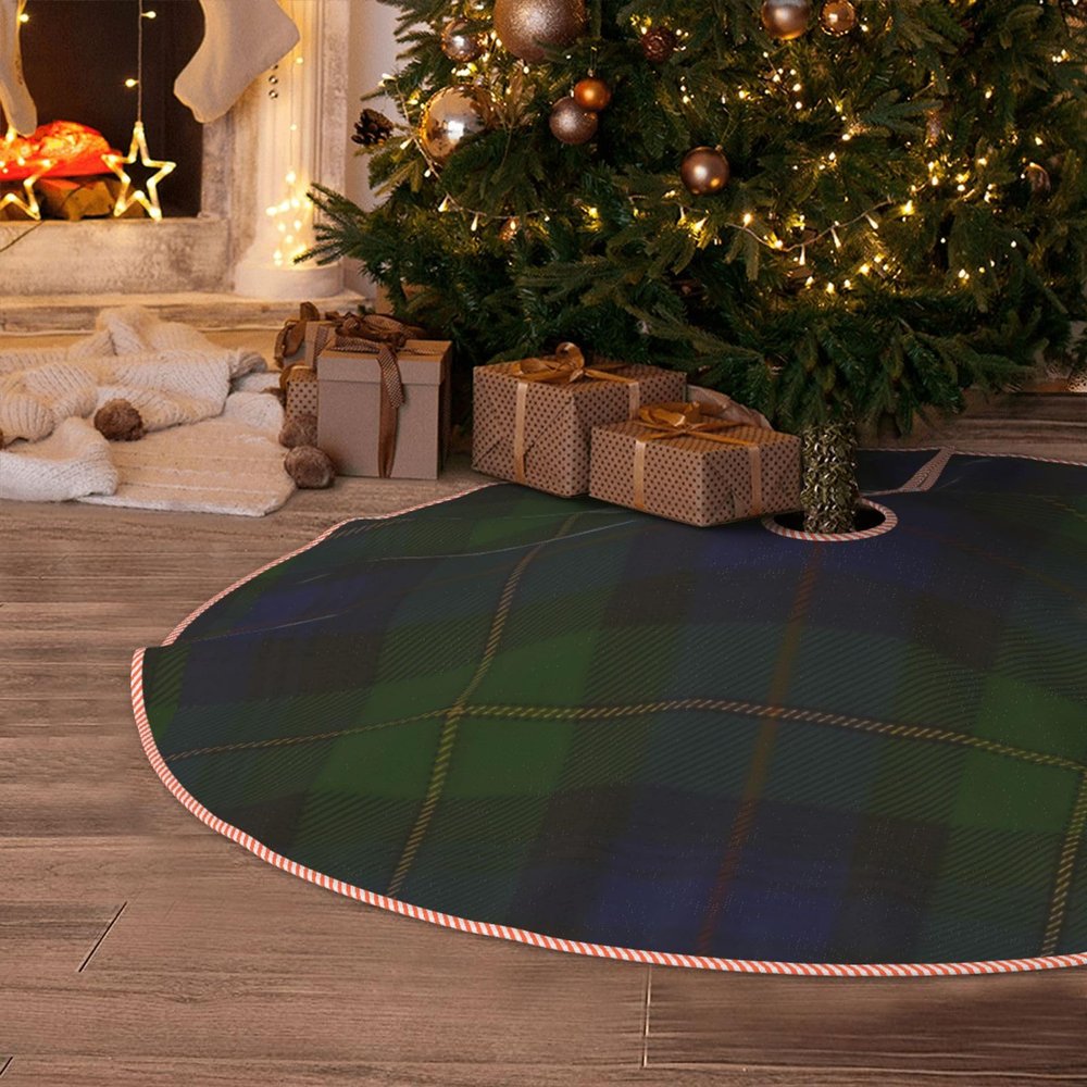 DKJlitter Christmas Tree Skirt, Bonner Clan Tartan Xmas Tree Skirts Mat Farmhouse Rustic Xmas Holiday Indoor Party Outdoor Decoration 36 inches