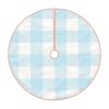 DKJlitter Christmas Tree Skirt, Baby Boy Pastel Blue Gingham Plaid Xmas Tree Skirts Mat Farmhouse Rustic Xmas Holiday Indoor Party Outdoor Decoration 30 inches view 2