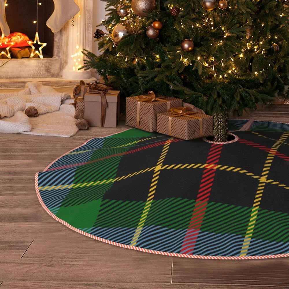 DKJlitter Christmas Tree Skirt, Brodie Hunting Tartan Xmas Tree Skirts Mat Farmhouse Rustic Xmas Holiday Indoor Party Outdoor Decoration 30 inches