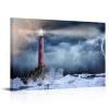 YeiLnm Red Lighthouse Beam in Storm Print Picture Ocean Storm Wall Art view 1
