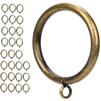 Curtain Ring Metal 28-Pcs 2.0 Inch Inner Diameter with Eyelets Fit Up to 1.7 Inch Rod Large Wire Diameter (Antique Brass-28pcs)