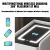 WZDHYYWS Smart Nightstand, Modern Bedside Table with Wireless Charging Station and Fingerprint Lock, Bedroom Side Table with Speaker and LED Light, Living Room Sofa Table.,Gray,3 Floors view 4